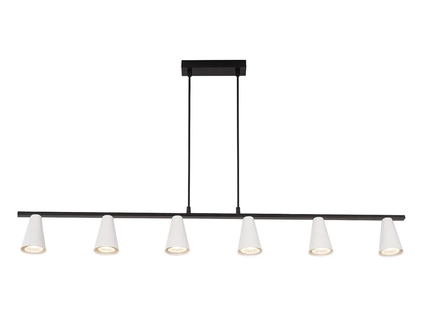 NETTLIFE Mesa de comedor suspendida, lámpara colgante de 6 bombillas - Lámpara de mesa de comedor suspendida, blanco moderno, negro, GU10, metal.