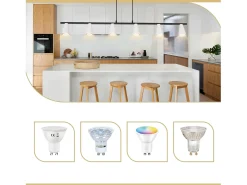 NETTLIFE Mesa de comedor suspendida, lámpara colgante de 6 bombillas - Lámpara de mesa de comedor suspendida, blanco moderno, negro, GU10, metal.