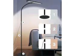 NETTLIFE Mesa de luz LED Salón Dimmable Negro - Moderna, 10W Táctil, Oficina con temporizador, Cama con cuello de cisne ajustable