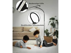 NETTLIFE Mesa de luz LED Salón Dimmable Negro - Moderna, 10W Táctil, Oficina con temporizador, Cama con cuello de cisne ajustable