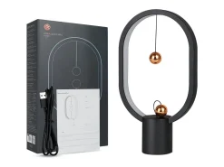 NETTLIFE Mesa de noche - Lámpara LED - Negra, lámpara de mesa: Pequeña lámpara magnética decorativa con USB.