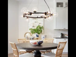 NETTLIFE Mesa suspendida para comer, lámpara colgante para salón - G9, 14 llamas, escalera transparente moderna.
