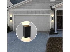 NETTLIFE Pack de 2 Aplique LED para exterior e interior: iluminación de pared negra, lámpara exterior, pared de casa 5 W IP65 blanco cálido 3000 K