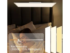 NETTLIFE Panel LED 120x30, regulable de intensidad con mando a distancia, 40W, negro.
