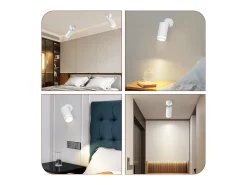 NETTLIFE Placa de techo blanca, 1 bombilla moderna GU10 orientables para interior, metal.