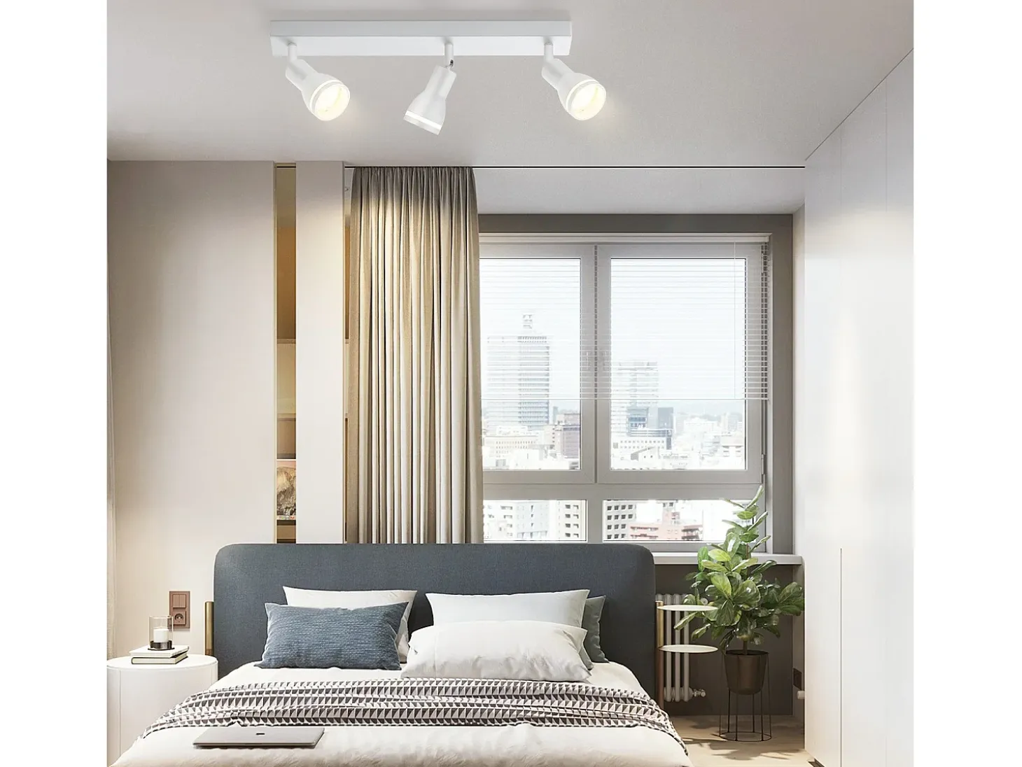 NETTLIFE Plafófono Blanco moderno: 3 focos del techo orientables de metal, plafófono GU10, para habitación, comedor, sin bombilla.