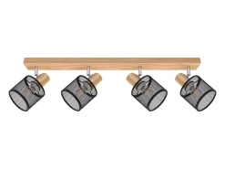 NETTLIFE Plafón 4 focos aspecto madera negra - Plafón E14 orientable 350° 4 bombillas máx 25w moderno para salón dormitorio cocina.