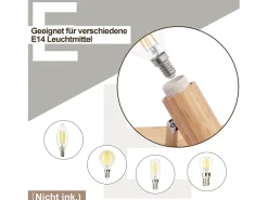 NETTLIFE Plafón con 1 Foco, negro, de aspecto de madera - Plafón E14 giratorio 350°, hasta 4 bombillas de máximo 40w, moderno para sala, dormitorio y cocina.