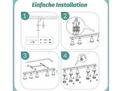 NETTLIFE Plafón con 5 focos blancos: Plafón metálico GU10, focos giratorios para interiores, para cocina, oficina, salón y dormitorio, sin bombillas.