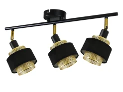 NETTLIFE Plafón de 3 focos E14 negro vintage con llama retro dormitorio en metal dorado ajustable industrial para cocina
