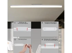 NETTLIFE Plafón LED blanco 4000K 36W 90CM lámpara de cocina con luz diurna: lámpara para cocina salón dormitorio balcón pasillo