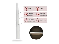 NETTLIFE Plafón LED blanco 4000K 36W 90CM lámpara de cocina con luz diurna: lámpara para cocina salón dormitorio balcón pasillo