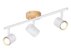 NETTLIFE Plafón LED de 3 llama - Plafón GU10 Blanco Foco giratorio Aplique de madera Foco de pared para salón dormitorio Sin bombilla