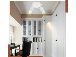 NETTLIFE Plafón LED de 2 llama - Plafón GU10 Blanco Foco giratorio Aplique de madera Foco de pared para salón dormitorio Sin bombilla