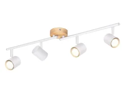 NETTLIFE Plafón LED de 4 llama - Plafón GU10 Blanco Foco giratorio Aplique de madera Foco de pared para salón dormitorio Sin bombilla