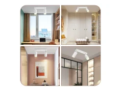 NETTLIFE Plafón LED de 2 llama - Plafón GU10 Blanco Foco giratorio Aplique de madera Foco de pared para salón dormitorio Sin bombilla