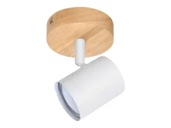 NETTLIFE Plafón LED de 1 llama - Plafón GU10 Blanco Foco giratorio Aplique de madera Foco de pared para salón dormitorio MAX.40W Sin bombilla