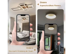 NETTLIFE Plafón LED 3000K de madera negra, lámpara de habitación de diseño moderno, plafón de 32W de luz blanca cálida.