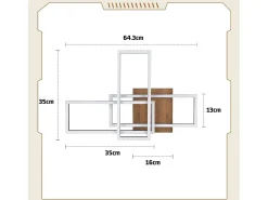 NETTLIFE Plafón LED 3000K de madera negra, lámpara de habitación de diseño moderno, plafón de 32W de luz blanca cálida.