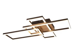 NETTLIFE Plafón LED 3000K de madera negra, lámpara de habitación de diseño moderno, plafón de 32W de luz blanca cálida.