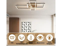 NETTLIFE Plafón LED 3000K de madera negra, lámpara de habitación de diseño moderno, plafón de 32W de luz blanca cálida.