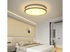 NETTLIFE Plafón LED para habitación, lámpara de techo con pantalla difusora de tejido moderno, redondo, 3000K, 12W