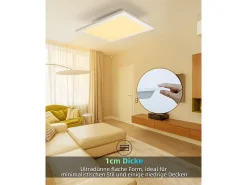 NETTLIFE Plafón LED para salón, panel de 60*60 cm, 40 W, plano, 3000 K.