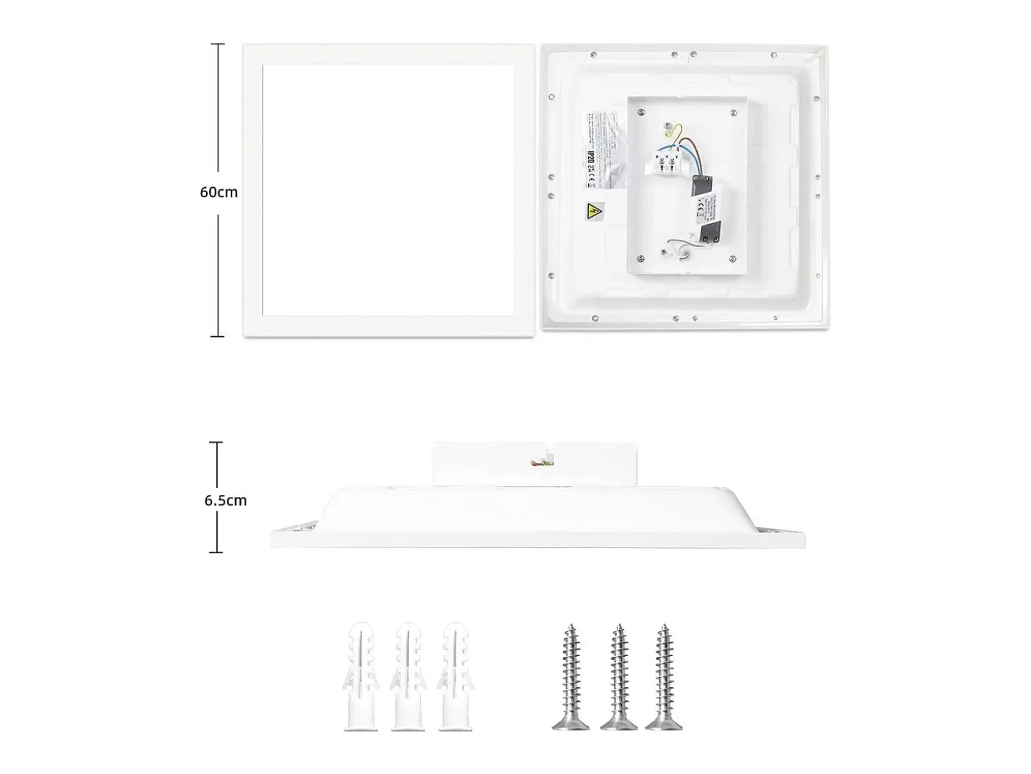 NETTLIFE Plafón LED para salón, panel de 60*60 cm, 40 W, plano, 3000 K.