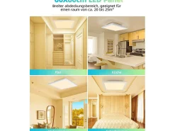 NETTLIFE Plafón LED para salón, panel de 60*60 cm, 40 W, plano, 3000 K.