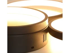 NETTLIFE Plafón LED 22W Dormitorio Negro Blanco Cálido con 3 Anillos Diseño Decoración Moderna para Salón Habitación Infantil