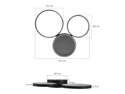 NETTLIFE Plafón LED 22W Dormitorio Negro Blanco Cálido con 3 Anillos Diseño Decoración Moderna para Salón Habitación Infantil