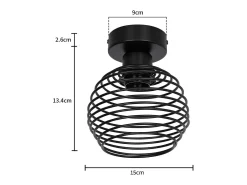 NETTLIFE Plafón vintage, plafón de dos lámparas para pasillo, retro, negro, E27, máximo 40W, sin bombillas.