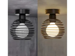 NETTLIFE Plafón vintage, plafón de dos lámparas para pasillo, retro, negro, E27, máximo 40W, sin bombillas.