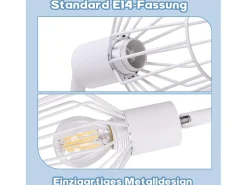 NETTLIFE Plafóndaro con 6 bombillas E14, luz de techo retroblanca orientable 350° LED.