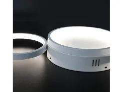 NETTLIFE Plafóndaro LED con control remoto regulable de intensidad, 52W moderno con 4 aros metálicos.