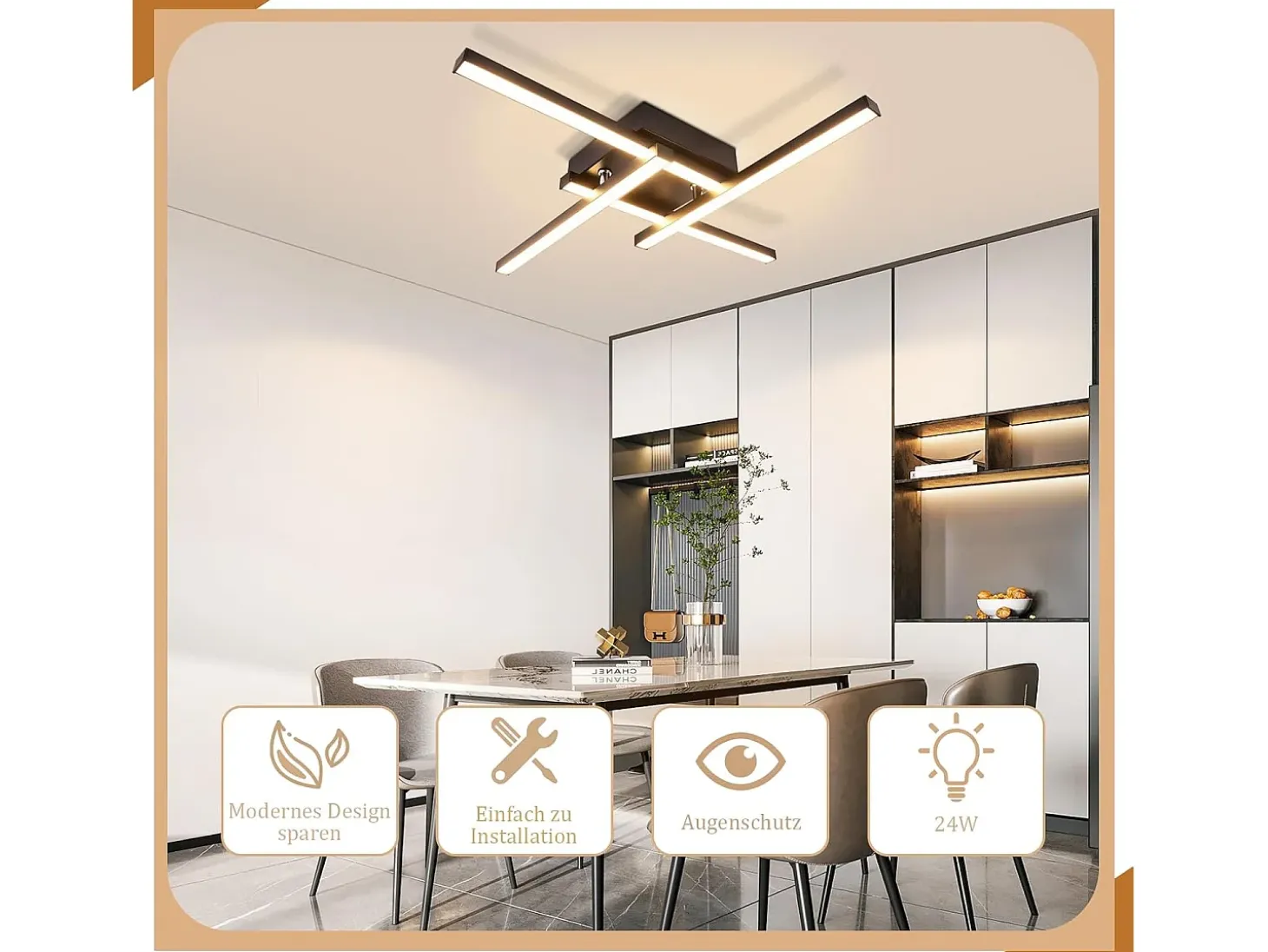 NETTLIFE, plafóndido LED blanco cálido, diseño moderno, 24 W, 3000 K