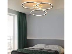 NETTLIFE Plafóndido LED Moderno, Diseño de Anillos, Luz Blanca Cálida 3000K, 41W, 3 Llames.
