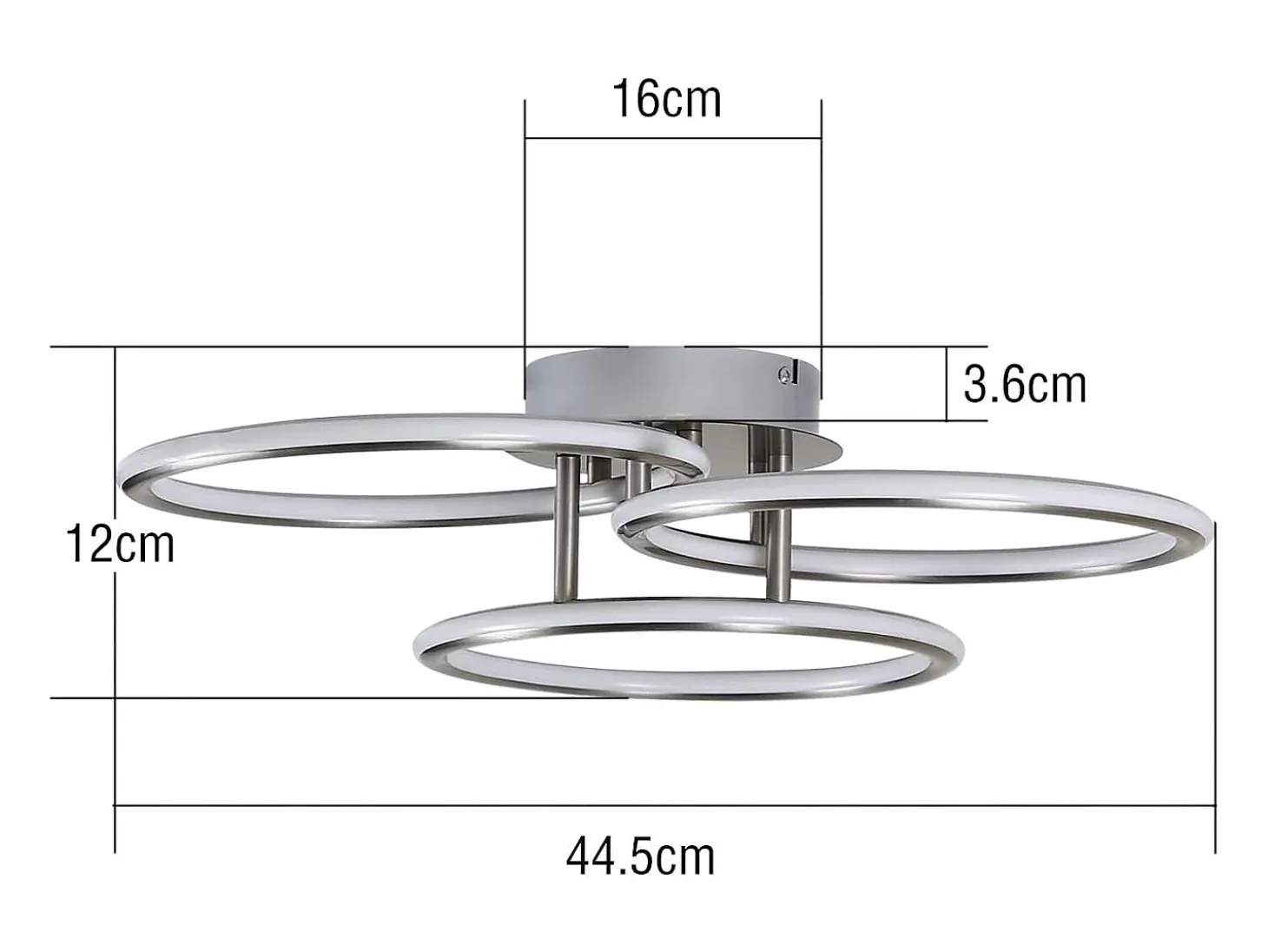 NETTLIFE Plafóndido LED Moderno, Diseño de Anillos, Luz Blanca Cálida 3000K, 41W, 3 Llames.