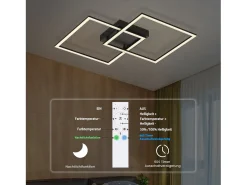 NETTLIFE Plafóndoro LED para salón - lámpara para salón y cocina, regulable de intensidad, 52W, negro.