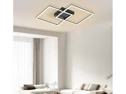 NETTLIFE Plafóndoro LED para salón - lámpara para salón y cocina, regulable de intensidad, 52W, negro.