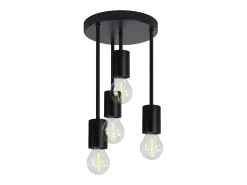 NETTLIFE Plafóndrico, plafóndrico de estilo vintage negro, 4 bombillas E27, retro, metal industrial. Sin bombillas.