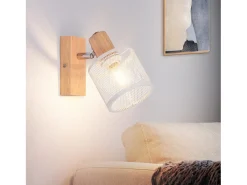 NETTLIFE Plafóner 1 Foco blanco de aspecto de madera - plafóner E14 orientable 350° con un máximo de 4 bombillas de 40w, moderno para sala, dormitorio, cocina.