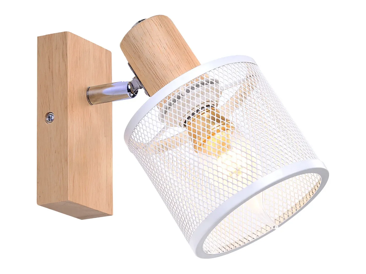 NETTLIFE Plafóner 1 Foco blanco de aspecto de madera - plafóner E14 orientable 350° con un máximo de 4 bombillas de 40w, moderno para sala, dormitorio, cocina.
