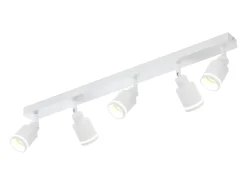 NETTLIFE Plafonario blanco moderno: 5 focos orientables de techo en metal, plafonario GU10, para dormitorio, comedor, sin bombilla.