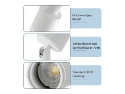 NETTLIFE Plafonario blanco moderno: 5 focos orientables de techo en metal, plafonario GU10, para dormitorio, comedor, sin bombilla.