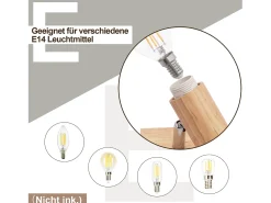 NETTLIFE Plafonario de 2 focos, aspecto negro, de madera - plafonario orientable E14 hasta 350°，máximo 4 bombillas de 25w, moderno para sala, dormitorio, cocina.