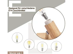NETTLIFE Plafonario de 3 focos, aspecto negro, de madera - plafonario E14 giratorio 350°，máximo 4 bombillas de 25 w, moderno para salón, dormitorio y cocina.