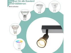 NETTLIFE Plafonario de 5 focos negro: Plafonario metálico con focos GU10 giratorios para interiores, para cocina, oficina, salón y dormitorio, sin bombillas.