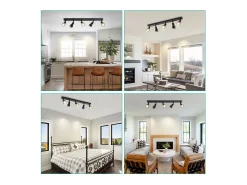NETTLIFE Plafonario de 5 focos negro: Plafonario metálico con focos GU10 giratorios para interiores, para cocina, oficina, salón y dormitorio, sin bombillas.