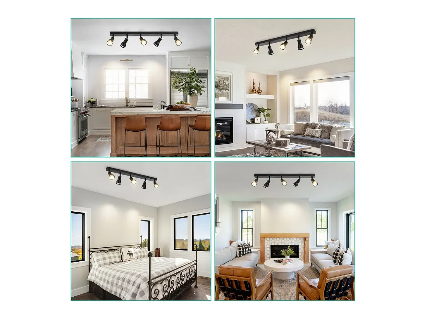 NETTLIFE Plafonario de 5 focos negro: Plafonario metálico con focos GU10 giratorios para interiores, para cocina, oficina, salón y dormitorio, sin bombillas.